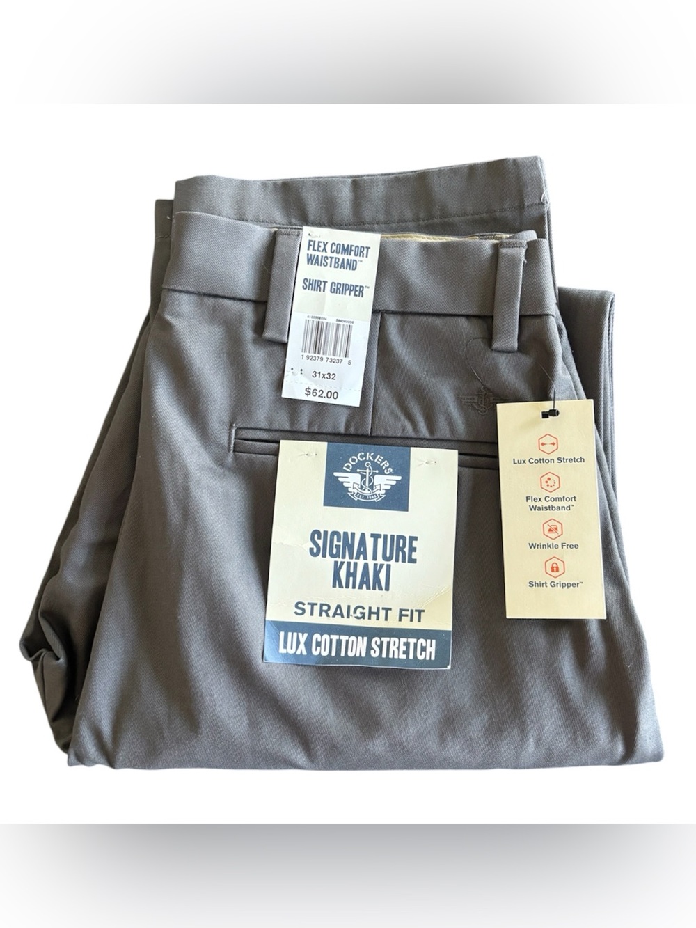 Dockers Signature Khaki Straight Fit Lux Cotton Stretch Shorts - Gray
